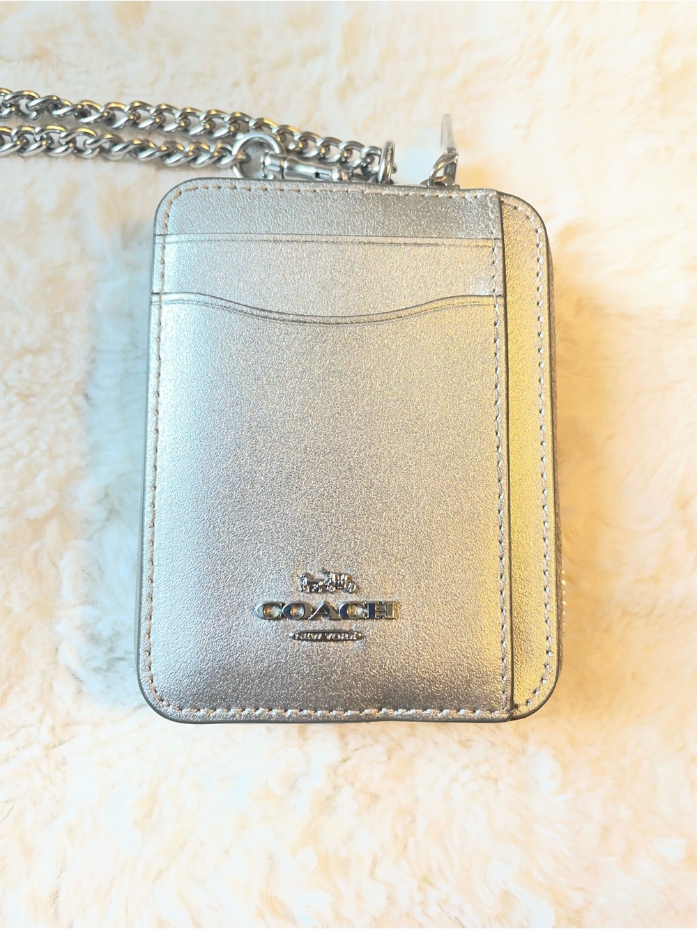 Coach Metallic Silver Zip Wallet